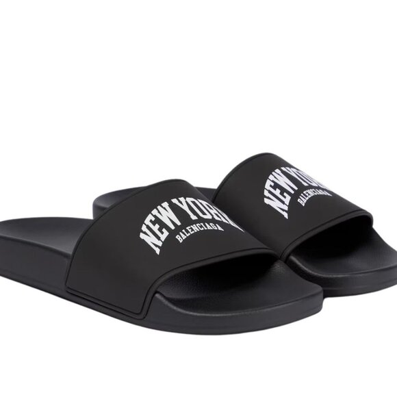 Balenciaga Women s Cities New York Pool Rubber Slide...